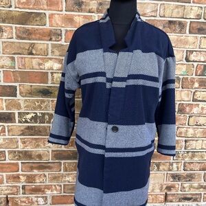 Old Navy Men’s Blue and White Striped Jacket